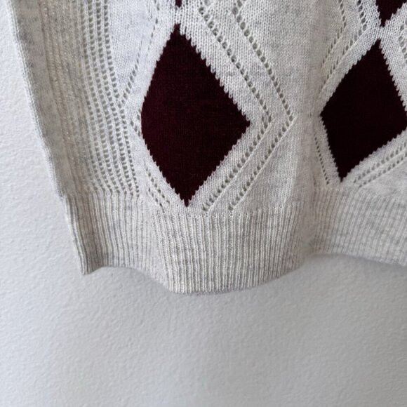 Next Sweater Dress Cream Maroon Argyle NWT Size Medium Acrylic Wool Nylon - Picture 3 of 8